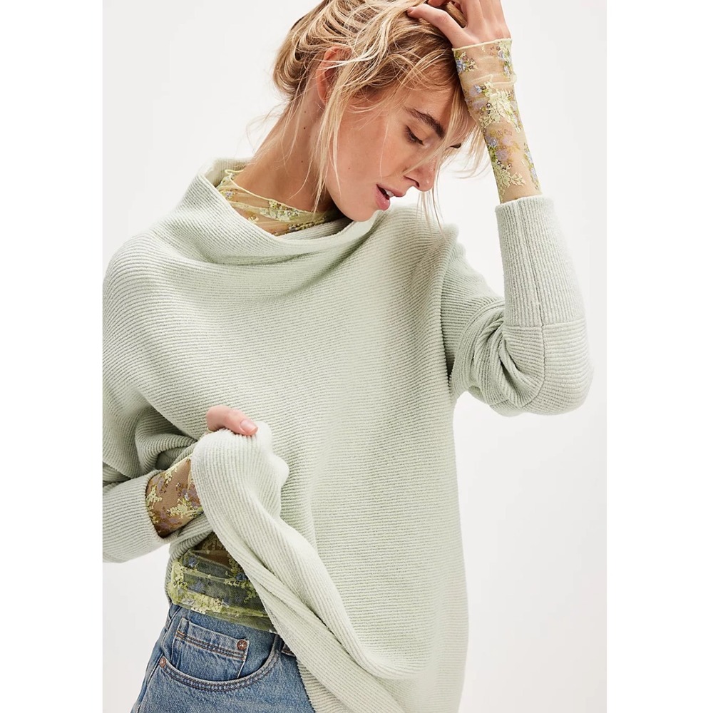Free People Ottoman Slouchy Sweater Tunic Dress Womens Sz Small Ribbed Knit Boho